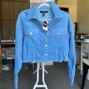 forever 21 blue corduroy cropped jacket 💙🤍